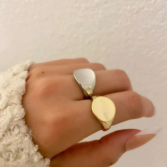 925 Sterling Silver Signet Ring Round Disc Ring Geometric Ring Minimalist Ring - Picture 8 of 8